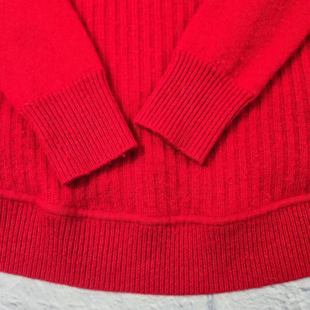 Diane Von Furstenberg Red Cashmere Sweater Holiday Scoop Neck size Petite 0-2